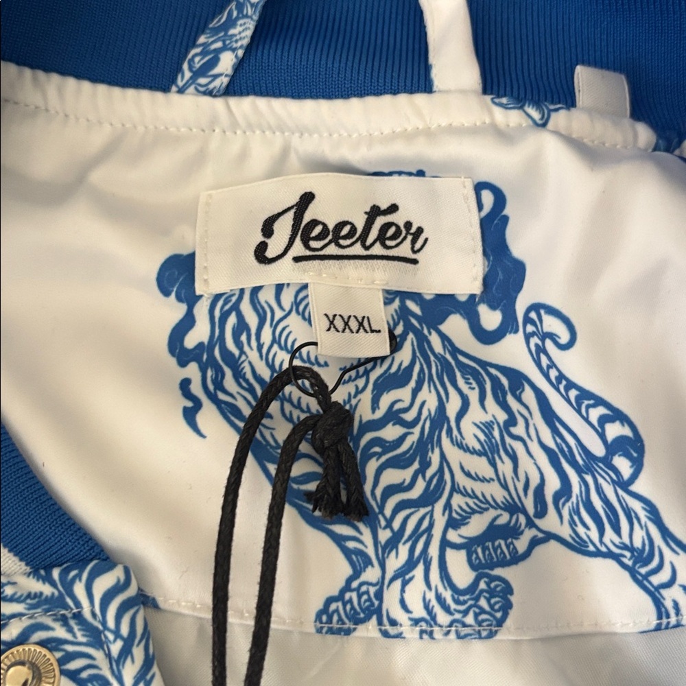 Blue and White Tiger Print Men's Jacket - Picture 3 of 10